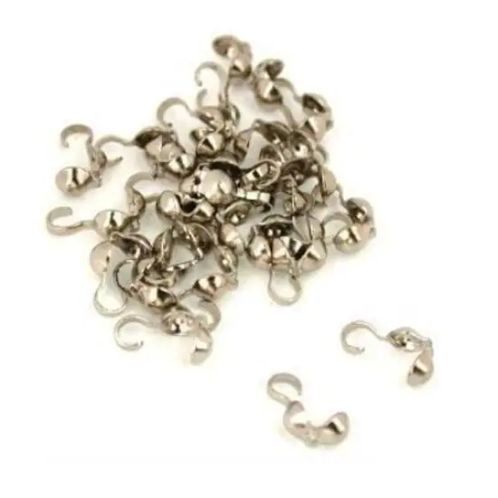 30 Bead Tips Clamshell Rhodium Plated Bead Stringing Parts {1}