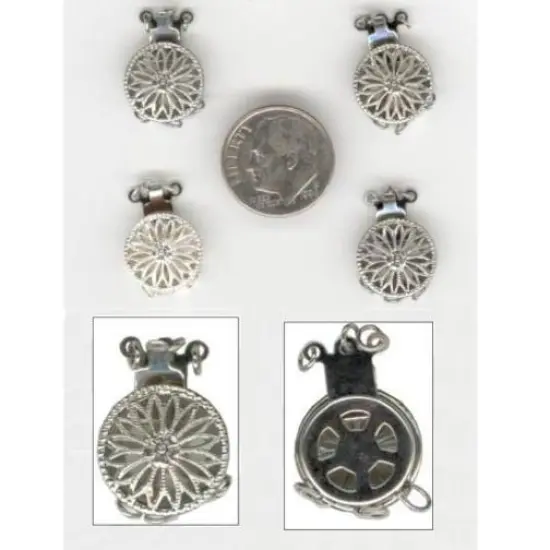 4 Sterling Silver 3 Strand Filigree Bead Clasps 12.7mm {2}