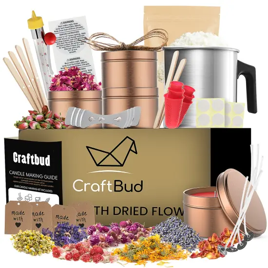 CraftBud DIY Natural Soy Candle Making Kit with Dried Flowers {1}