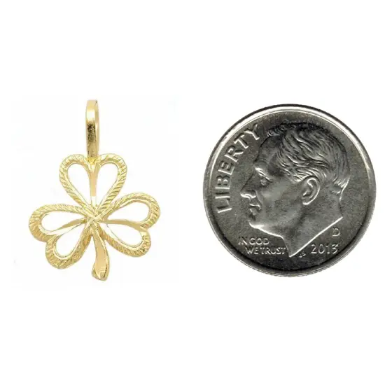 14K Gold Shamrock Charm Irish 3 Leaf Clover DC 16.5mm {2}