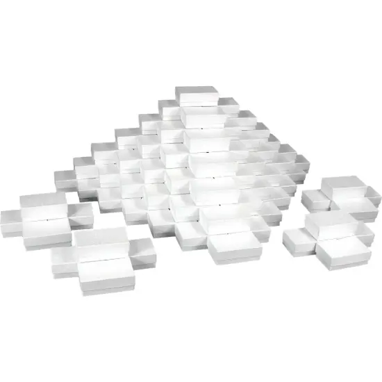 100 White Swirl Charm Cotton Boxes Pendant Gift Displays 2 5/8" {1}