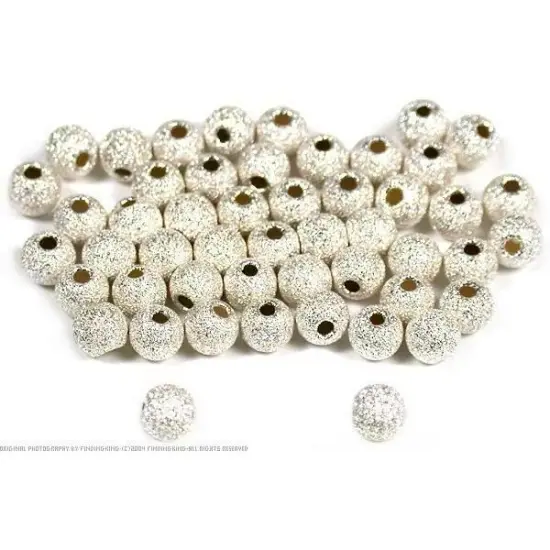 50 Stardust Beads Sterling Silver Round Beading Parts {1}
