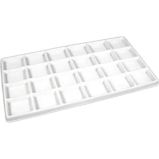 3 White Plastic Stackable Jewelry Display Trays w/ White 24-slot Tray Inserts {2}