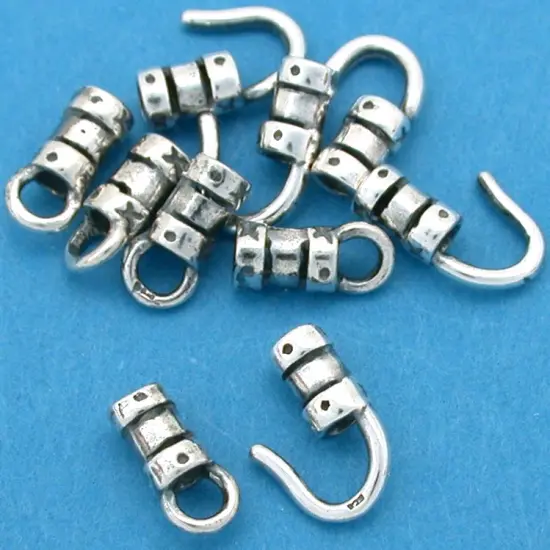 10 St. Silver Hook & Eye Fancy Crimp Beads Cord Ends {1}