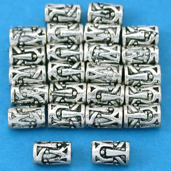 15g Bali Tube Beads Antique Silver Plated 7mm Approx 20 {1}