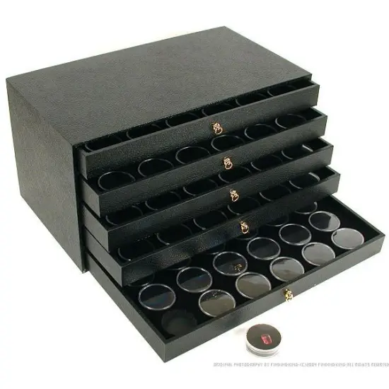 120 Black Gem Jars & Jewelry Storage Case Display {1}