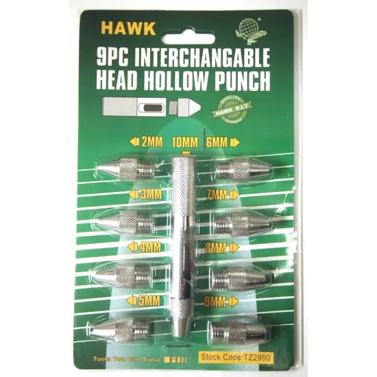 9pc Hollow Punch Set Leather Working Horse Tack Tools {1}