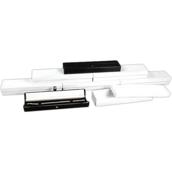 6 Bracelet Watch Boxes Black Leather Gift Display Box {1}