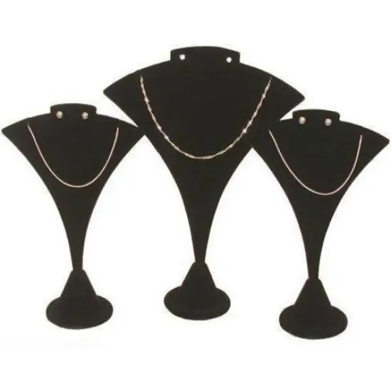 3 Black Velvet Combo Necklace & Earring Stand Display {1}