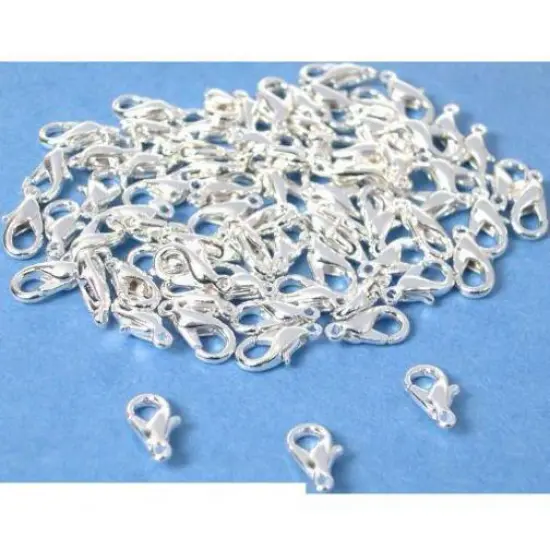 75 Silver Plated Mini Lobster Claw Clasps 10mm Lead & Nickel Free {1}