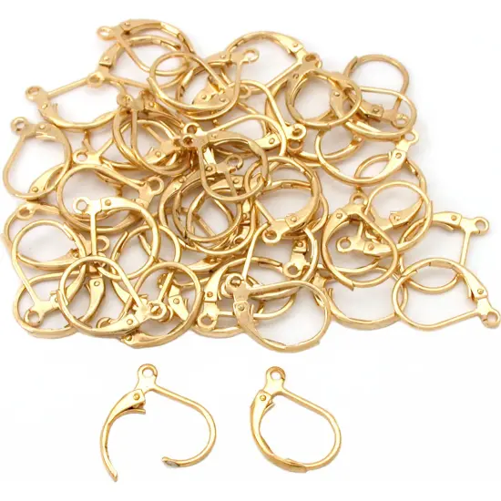 50 Gold Plated Leverback Earrings Earring Findings 13mm {1}