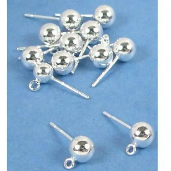 12 Sterling Silver Earrings Ball Studs Dangles Loops {1}