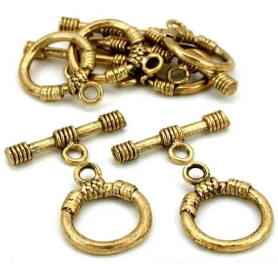 Bali Toggle Clasps Antique Gold Plated 15mm Approx 6 {1}