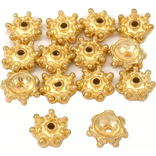 Bali Bead End Caps Gold Plated Beads 10.5mm Approx 14 {1}