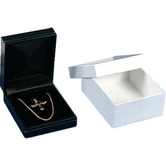 12 Pendant Earring Boxes Black Leather Gift Display Box {2}