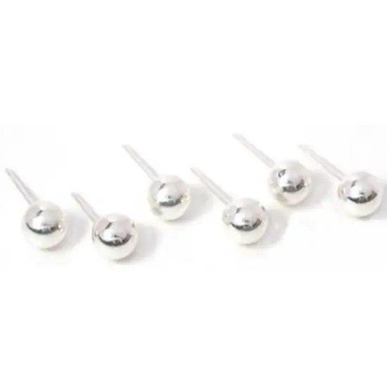 6 Sterling Silver Ball Stud Earrings 6mm {1}