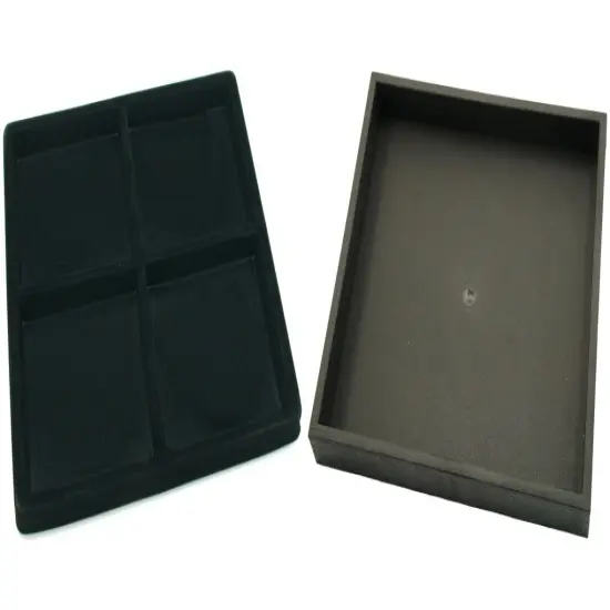 Black Open Square Stackable Jewelry Display Tray w/ Black 4-slot Plastic Tray {1}