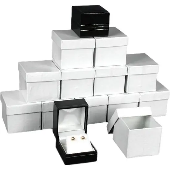 12 Earring Gift Boxes Black Leather Jewelry Display Box {1}