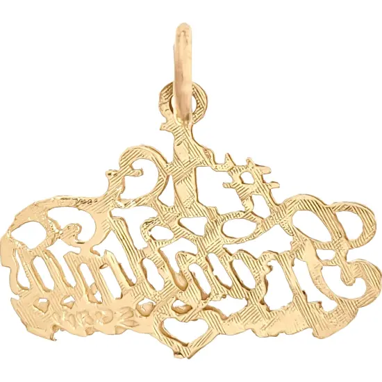 #1 Grandma Charm Diamond-Cut 14k Gold 13mm {2}