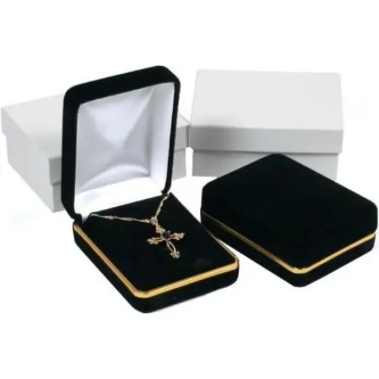 Black Velvet Necklace Pendant Chain Jewelry Gift Boxes Displays Kit 72 Pcs {1}