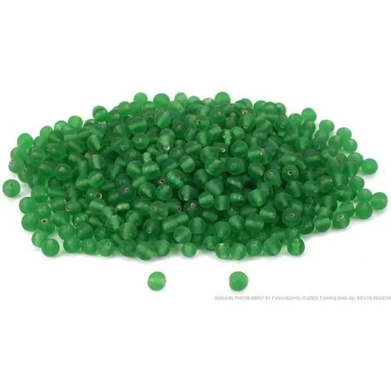 50 Grams Dark Green Evelina Frosted Glass Beads 4.5mm {1}