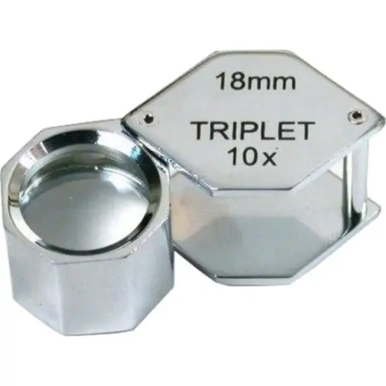 10x Triplet Hexagon Chrome Plated Eye Loupe Jewelers Magnifier Tool {1}