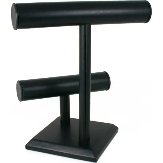 Double T Bar Black Leatherette Display Jewelry Stand {2}
