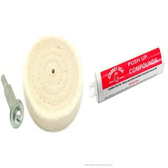 3" Cotton Buffing Wheel & Mandrel & Red Rouge Push-Up Polishing Compound {1}