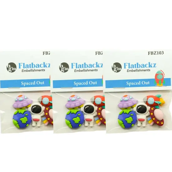 Buttons Galore Flatback Embellishments for Crafts - Spaced Out - 15 Pieces {5}