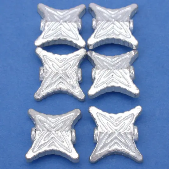Bali Square Beads Silver Plt Beading 14mm 16gr Approx 6 {1}
