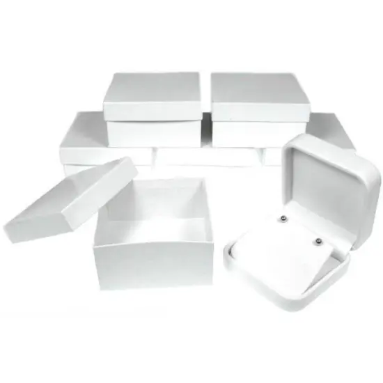 6 White Leather Earring Gift Boxes Jewelry Case Display {1}