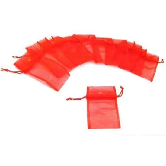 24 Jewelry Red Organza Drawstring Pouches Gift Bags 3x4" {2}