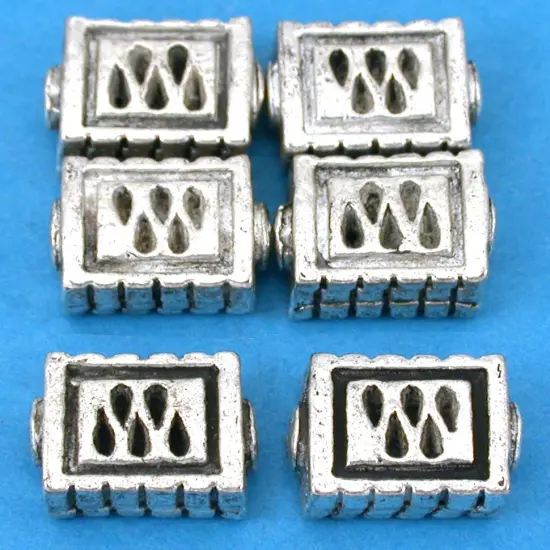 Rectangle Beads Antique Silver Plate Tube 13mm Approx 6 {1}
