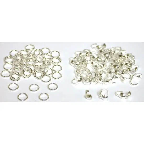 100 Bead Stringing Parts 50 6mm Rings 50 Tips {1}