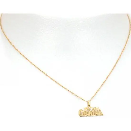 14K Gold I Love My Grandma Charm 18" Chain Jewelry {1}