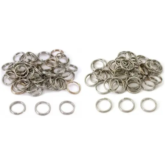 Nickel Plated Split Rings 16mm & 20mm Diameter Jewelry Findings Kit 100 Pcs {1}
