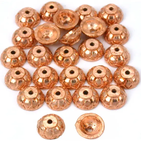Bali Bead End Caps Copper Plated Beads 8mm Approx 25 {1}