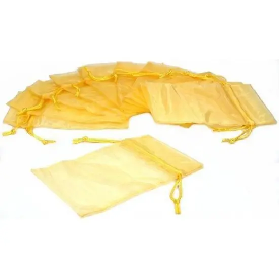 Yellow Organza Drawstring Jewelry Gift Bag Pouches 4" x 5" Kit 96 Pcs {1}