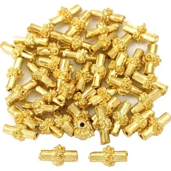 15g Bali Rope Tube Beads Gold Plated 9.5mm Approx 40 {1}
