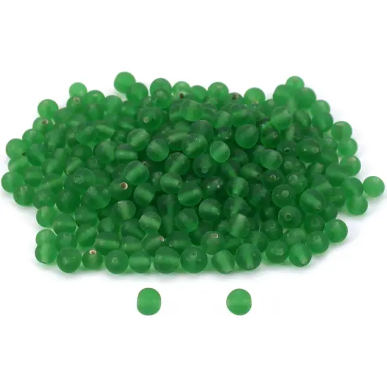 25 Grams Dark Green Evelina Frosted Glass Beads 4.5mm {1}