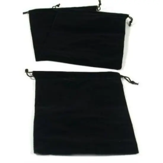 3 Pouches Black Velvet Drawstring Jewelry Bags 5" {1}