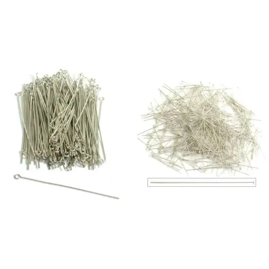 White Treated Brass Eye Pins & Silver Colored Brass Head Pins Kit 1000 Pcs {1}