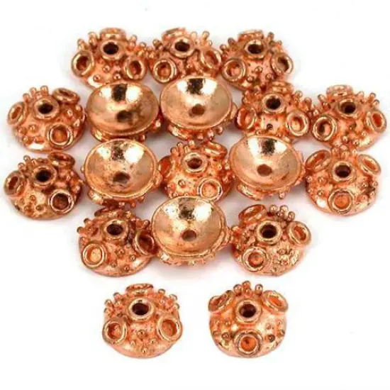 Bali Bead End Caps Copper Plated Beads 10mm Approx 18 {1}