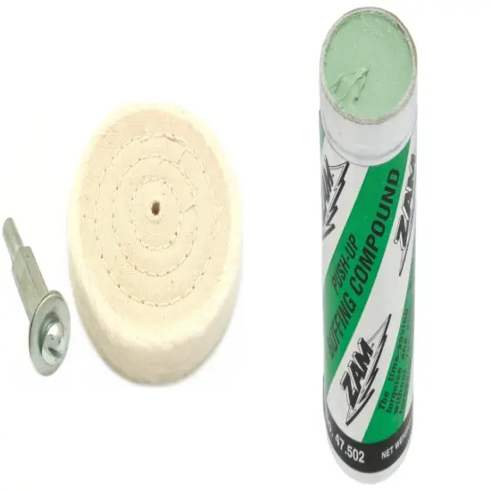 3" Cotton Buffing Wheel & Mandrel & 1/4Lb Zam Buffing Compound Tube {1}
