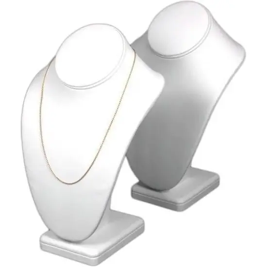 2 Necklace Busts White Leather Jewelry Showcase Display {1}