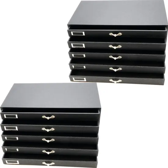 5 Drawer Jewelry Display Box Black New 2 Pcs {1}