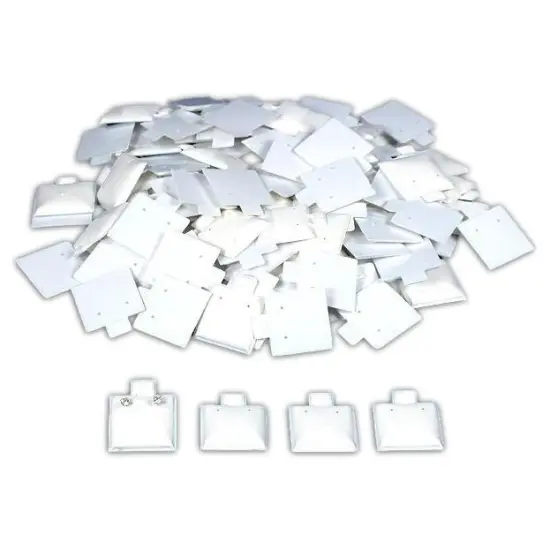 100 White Earring Puff Cards Jewelry Showcase Displays 1" {1}