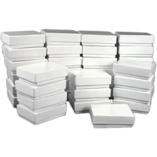 36 Cotton Boxes White Pendant Chain Charm Jewelry Displays 2 1/8" {1}