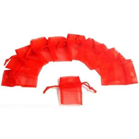Red Organza Drawstring Jewelry Gift Bag PouchesKit 288 Pcs {1}