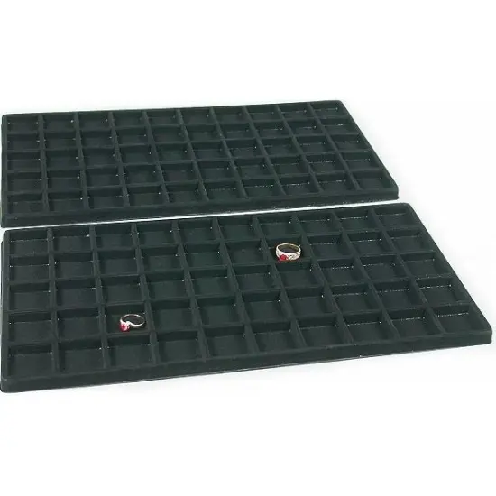 2 Black 50 Slot Pendant Jewelry Showcase Display Tray Inserts {1}